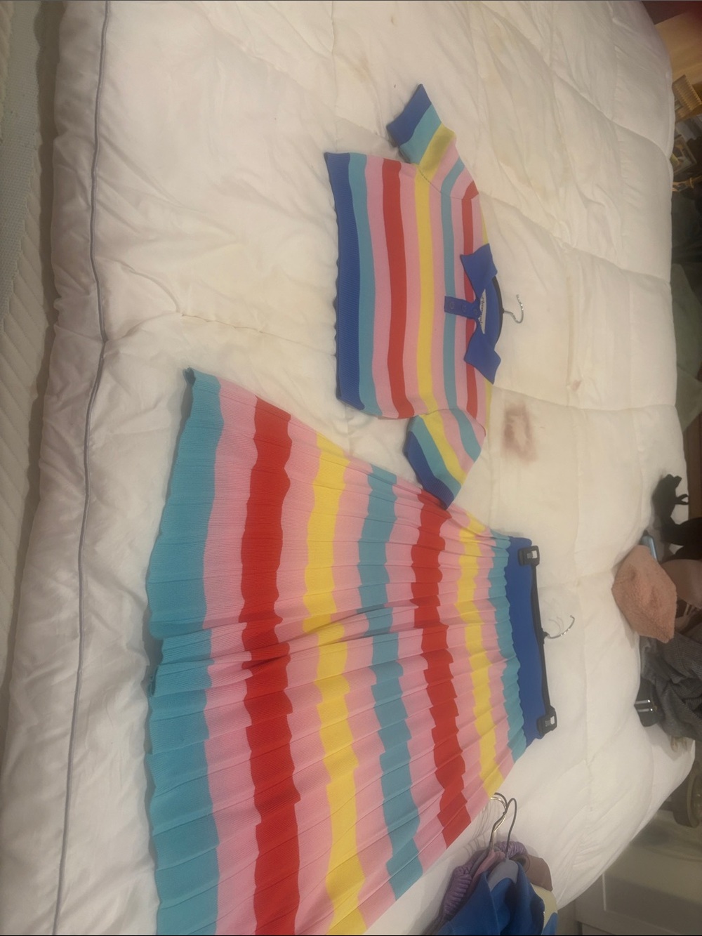 Stoned Immaculate Rainbow Stripe Two-Piece Set in Blue, Pink, Red, Yellow